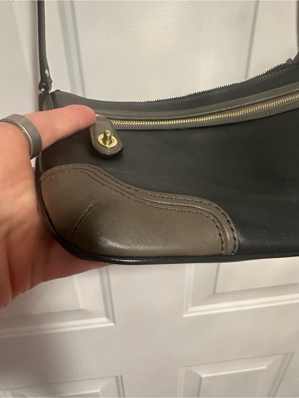Coach Black Patent and Smooth Leather Tag Keychain - Picture 7 of 8